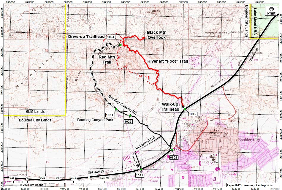 Bootleg Canyon Area -- Overview Map