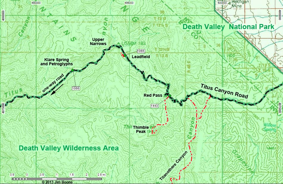 Titus Canyon Road Map