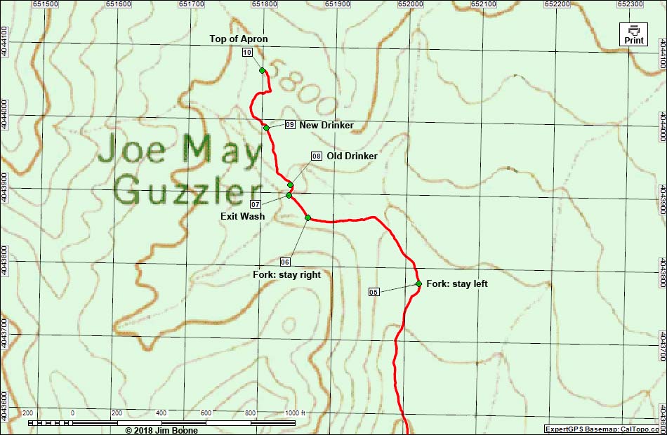 Joe May Canyon Guzzler Route Map