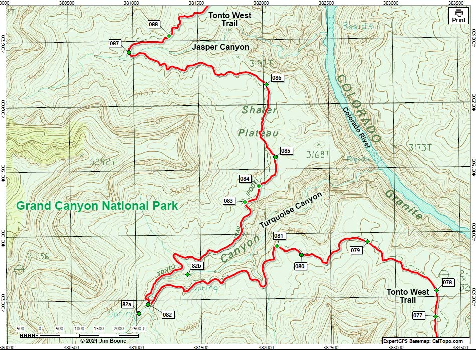 Tonto West Trail Map