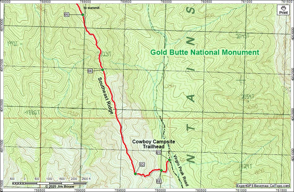 virgin peak map