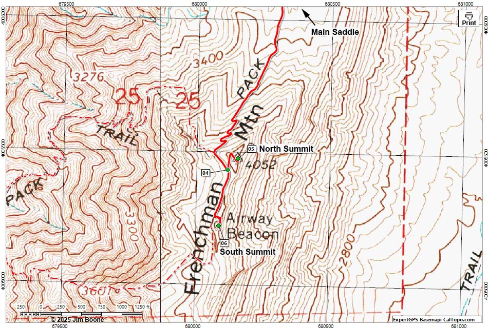 Frenchman Mountain Summit Area Map