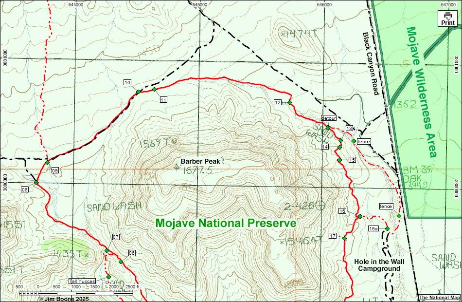 Barber Peak Loop Map - North Section