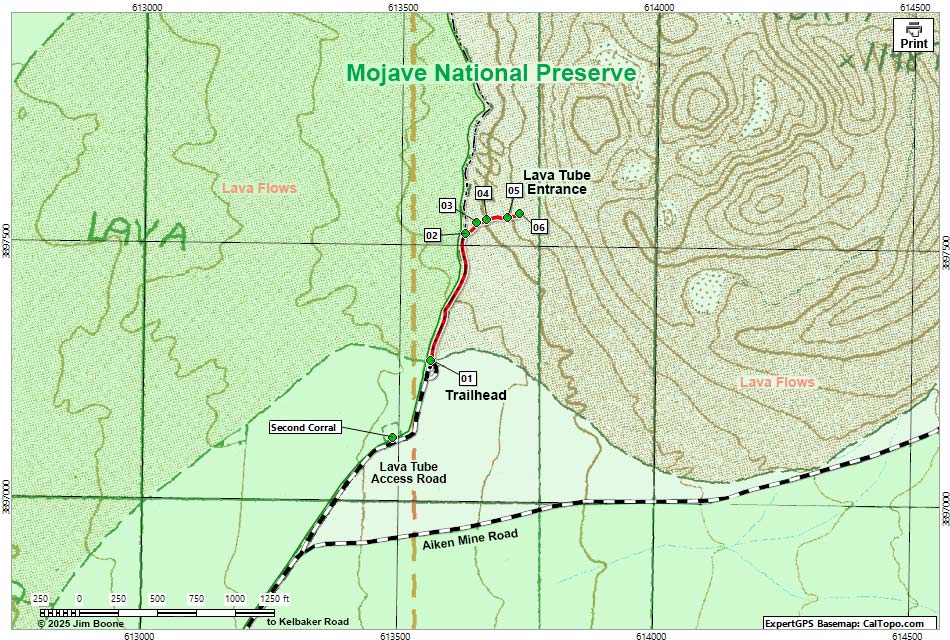 Lava Tube Route Map