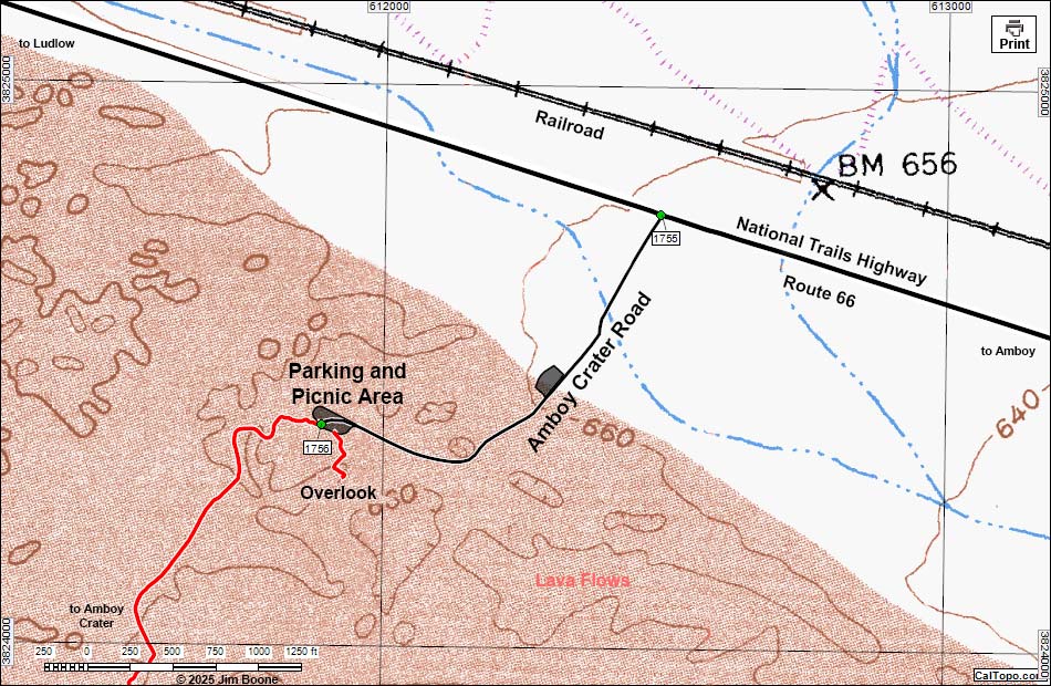 Amboy Crater Road Map