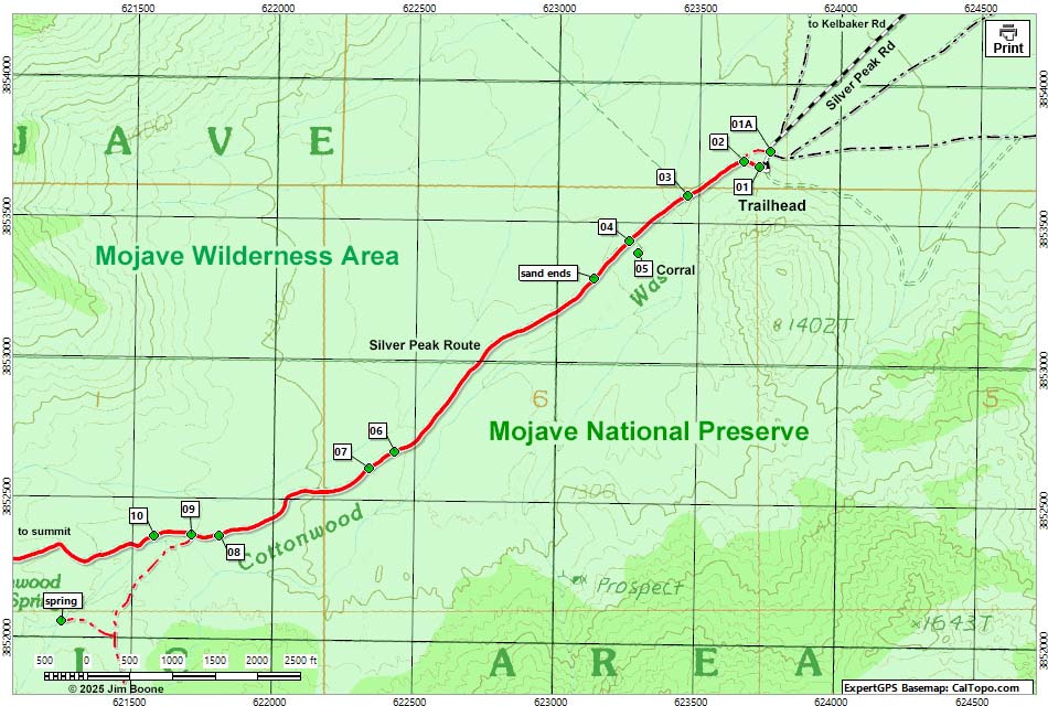 Silver Peak Route Map