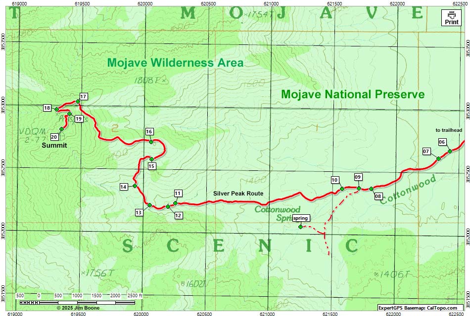 Silver Peak Route Map
