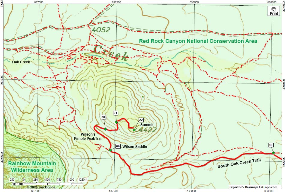 Wilson's Pimple Peak Map