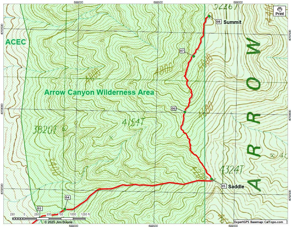 Big Arrow Peak Map